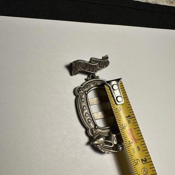 Signed Danecraft I Love My Cat Photo Frame Kitty Bowl Brooch Pin Pewter Tone - Picture 7 of 10